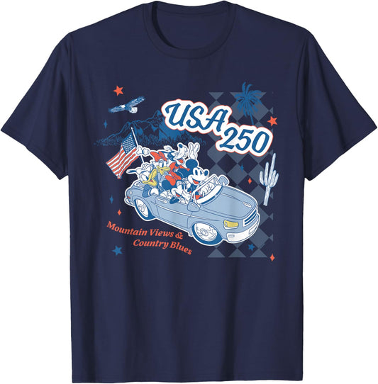 Disney Mickey & Friends USA 250 Fourth of July Americana T-Shirt - T-Shirt | Navy