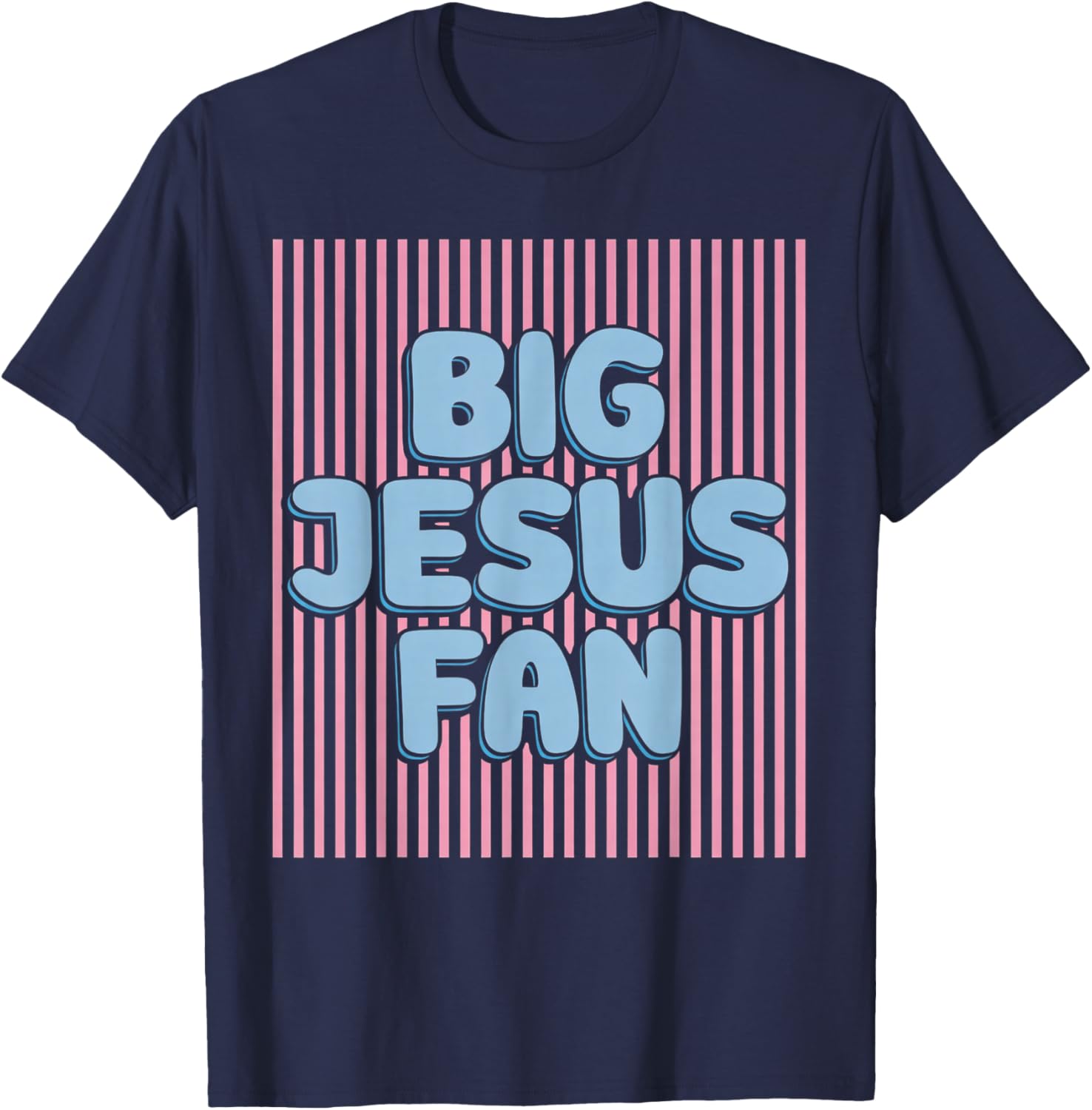 Big Jesus Fan Retro Stripes Christian Humor T-Shirt - T-Shirt | Navy