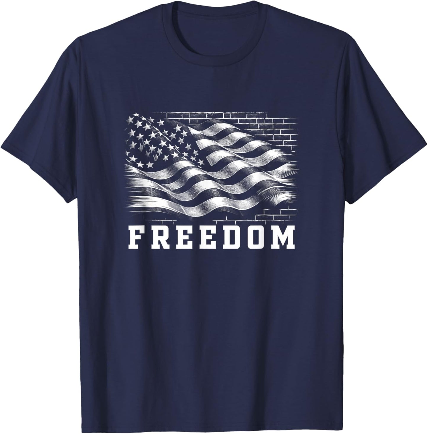 USA Flag Freedom T Shirt 4th of July Shirt Freedom T-Shirt - T-Shirt | Navy