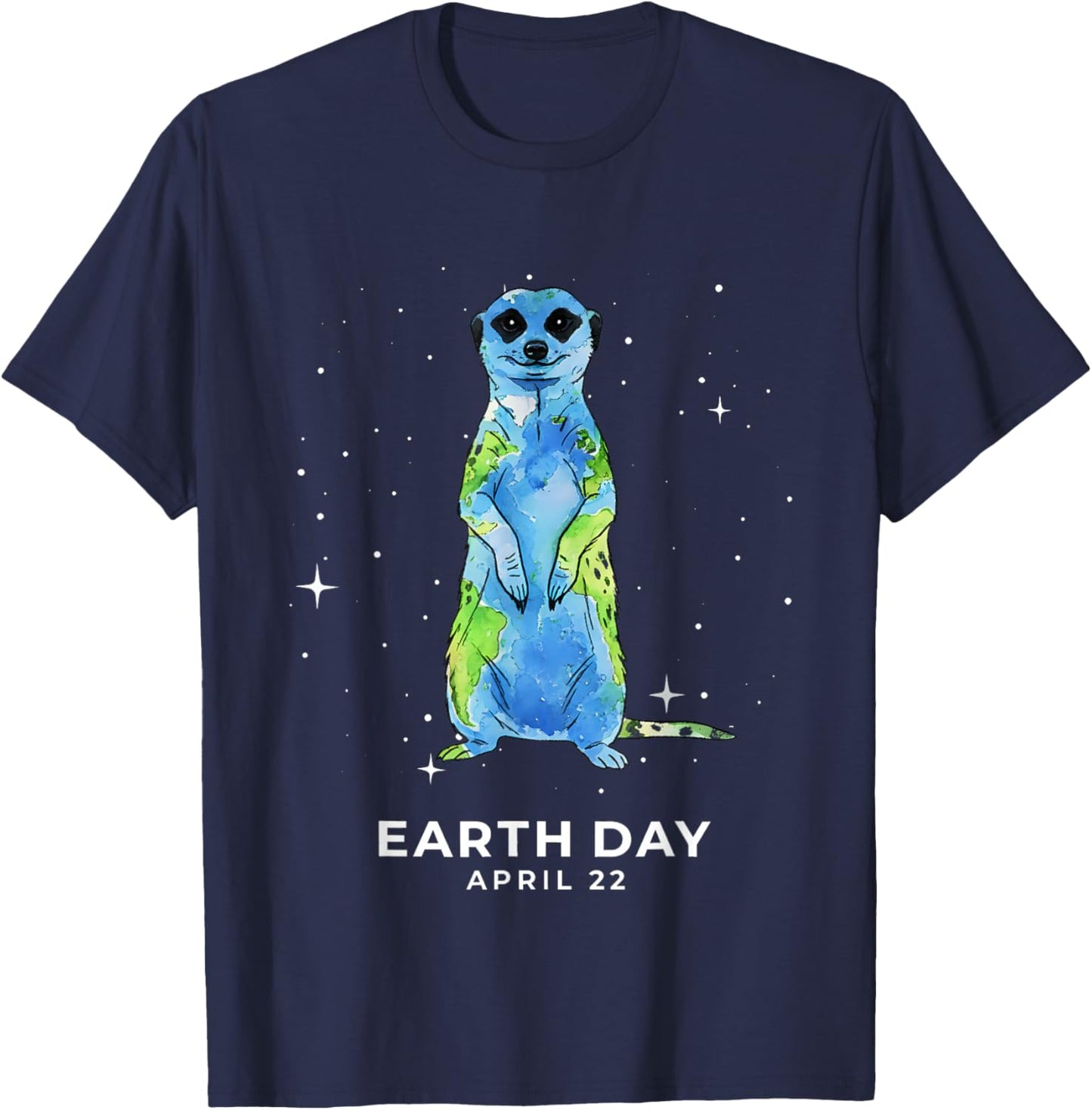 Earth Day 2026 Meerkat Art T-Shirt - T-Shirt | Navy