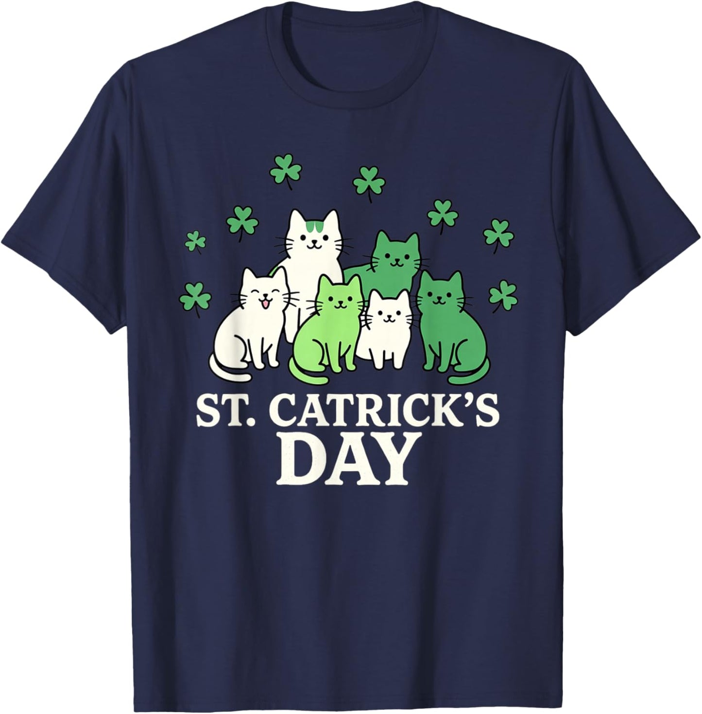 St Patricks Catricks Day Funny Cats T-Shirt - T-Shirt | Navy