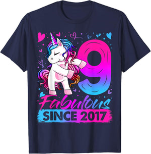 9th Birthday Shirt Girl 9 Year Old Gifts 9 Birthday Girl T-Shirt - T-Shirt | Navy