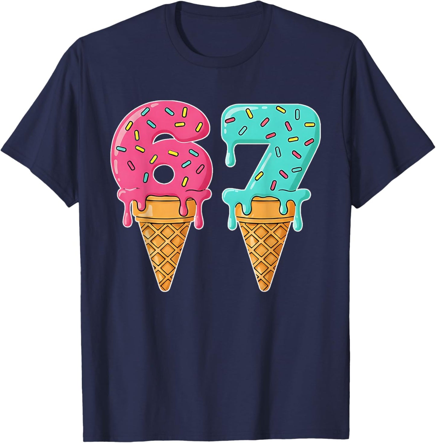 Baseball Drip Ice Cream 67 Baseball T-Shirt - T-Shirt | Navy