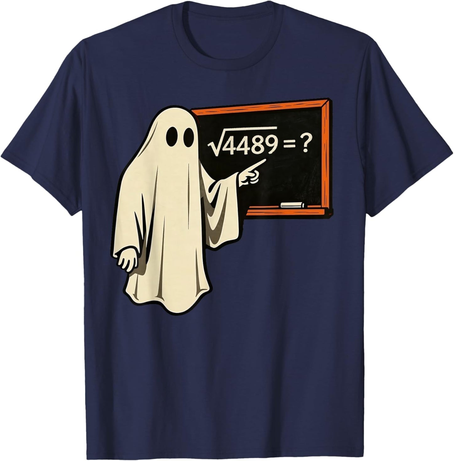 Square Root 67 Ghost Math Teacher 4489 Meme Funny Halloween T-Shirt - T-Shirt | Navy