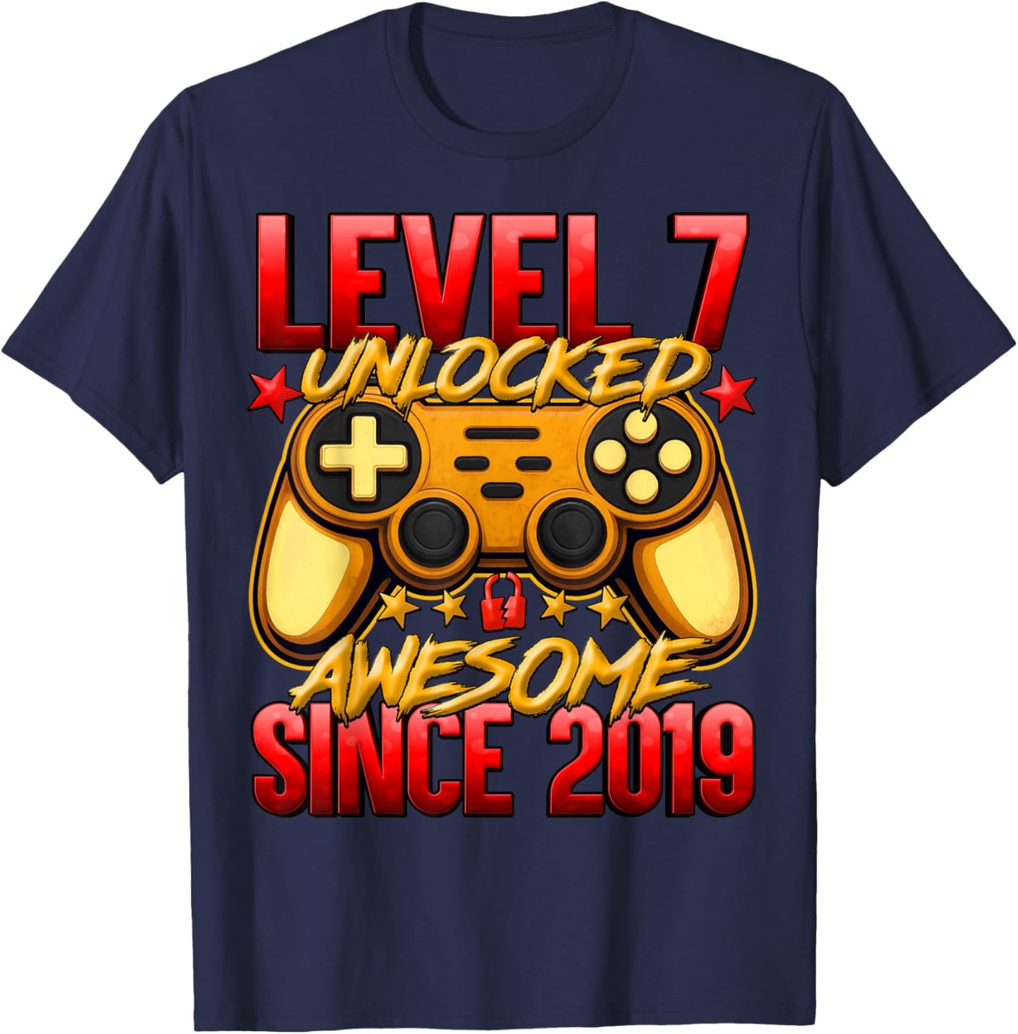 Level 7 Unlocked 7 Year Old Gifts for Boys 7th Birthday Boy T-Shirt - T-Shirt | Navy