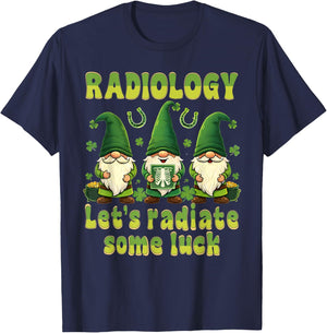 Radiology Let's Radiate Some Luck St Patricks Day Gnomes T-Shirt - T-Shirt | Navy