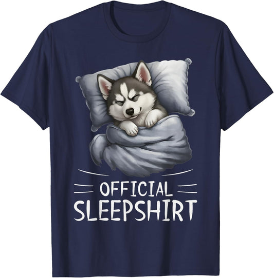 Siberian Husky Dog Official Sleepshirt Pajamas Nightgown T-Shirt - T-Shirt | Navy