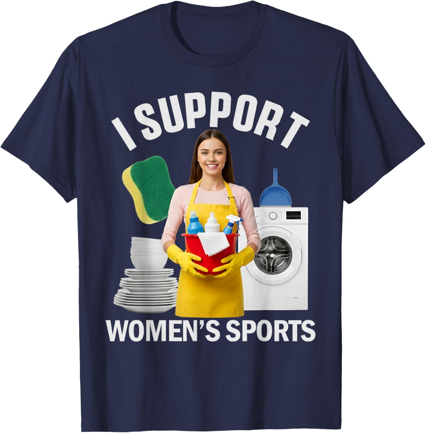 I Support Women's Sports Unwearable Aduld Humor Bootleg T-Shirt - T-Shirt | Navy