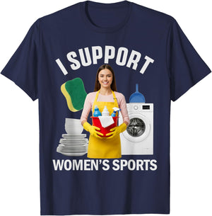 I Support Women's Sports Unwearable Aduld Humor Bootleg T-Shirt - T-Shirt | Navy
