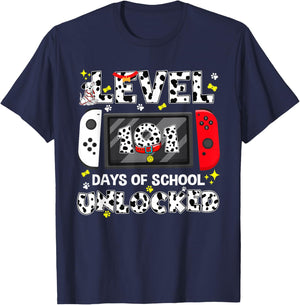 Level 101 Days School Unlocked 100 Days Game Controller T-Shirt - T-Shirt | Navy