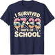 I Survived 100 Days of School 67+33 Ice Cream Six Seven 6 7 T-Shirt - T-Shirt | Navy