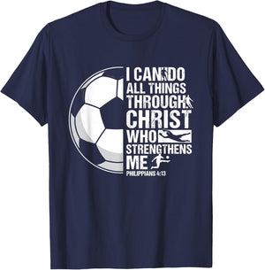 I Can Do All Things Through Christ Soccer Verse T-Shirt - T-Shirt | Navy