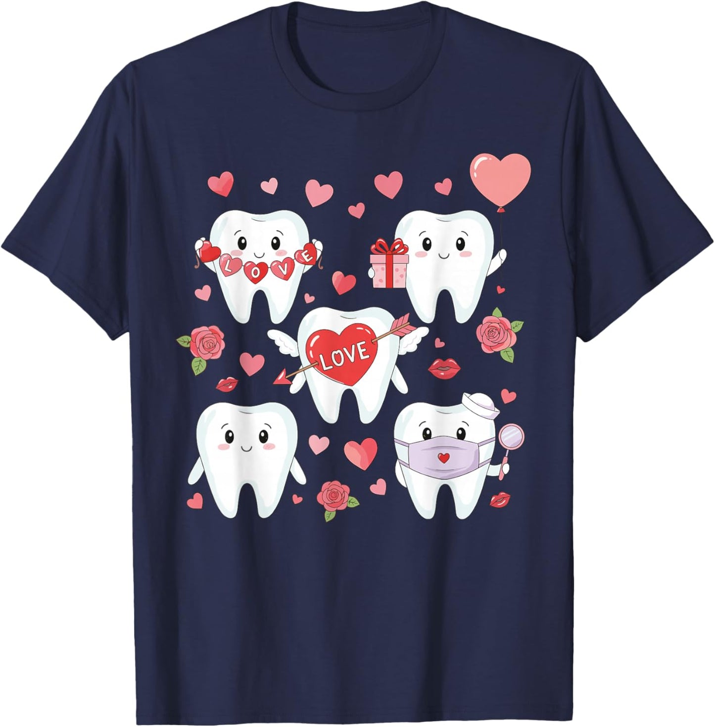 Dental Valentines Day Dental Assistant Hygienist Healthcare T-Shirt - T-Shirt | Navy