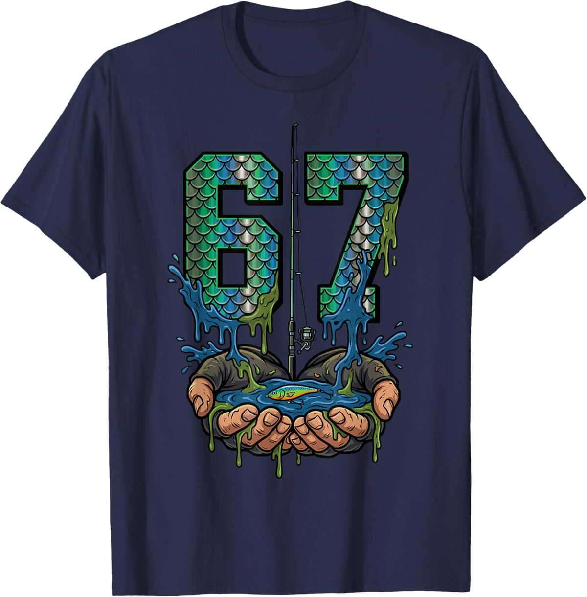 Fishing 67 Six Seven Fishermen T-Shirt - T-Shirt | Navy