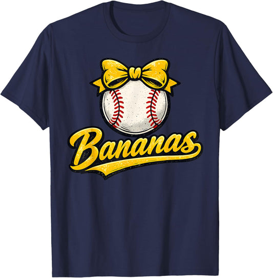 Funny Banana Coquette Bow Kids Girls Boys Youth Men T-Shirt - T-Shirt | Navy