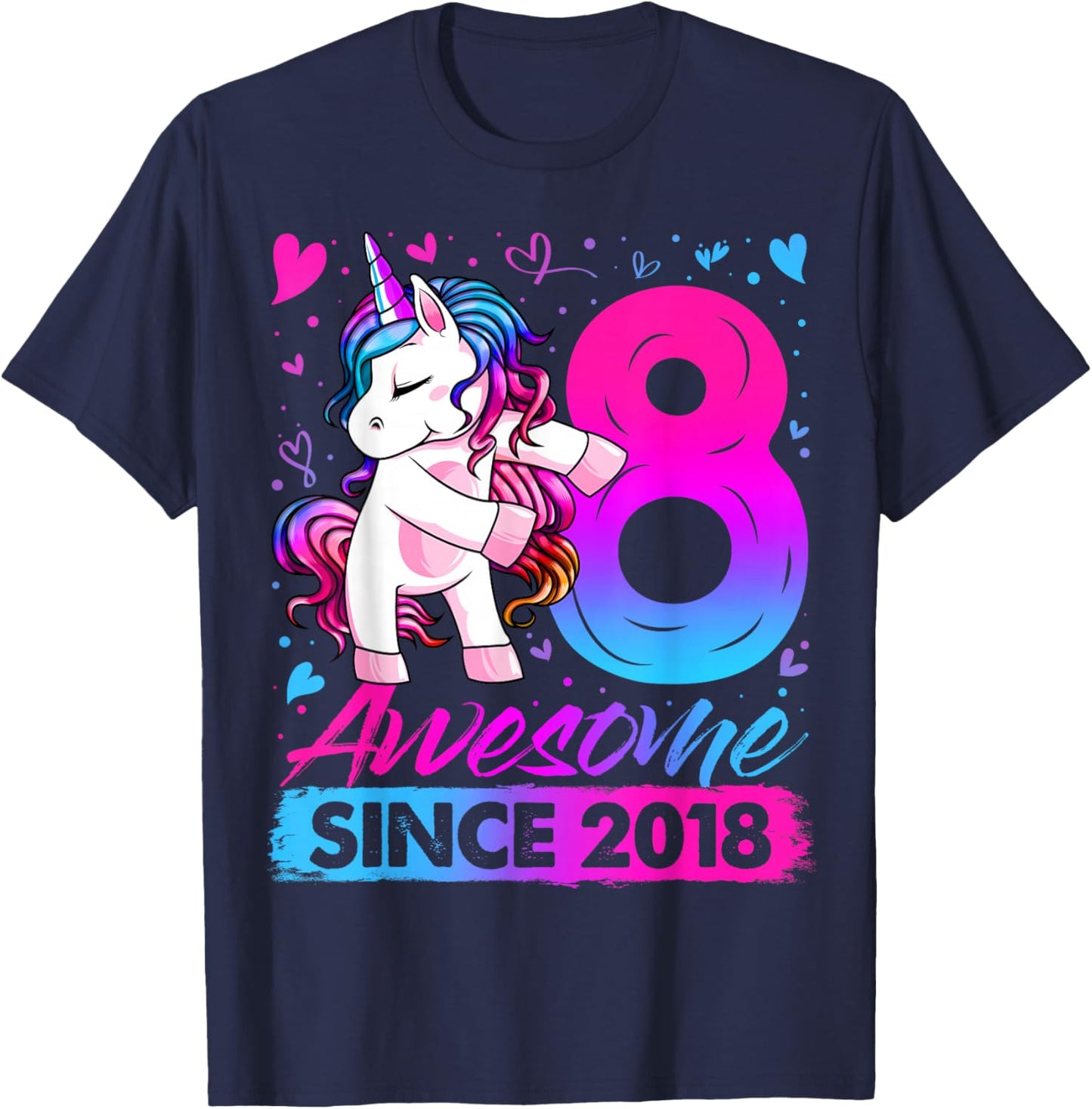 8th Birthday Shirt Girl 8 Year Old Gifts 8 Birthday Girl T-Shirt - T-Shirt | Navy