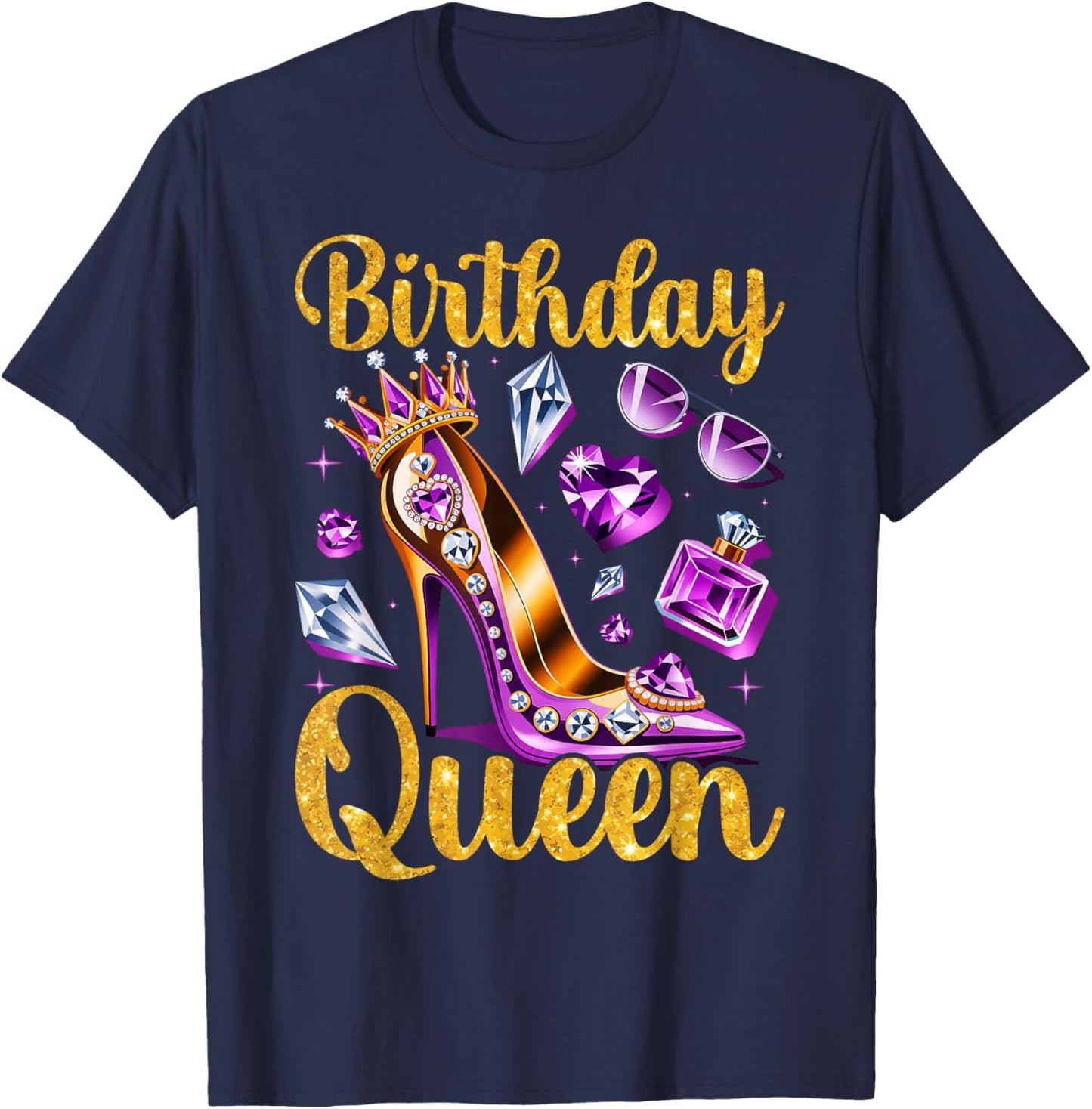 Queen Happy Birthday Party Girls Women T-Shirt - T-Shirt | Navy
