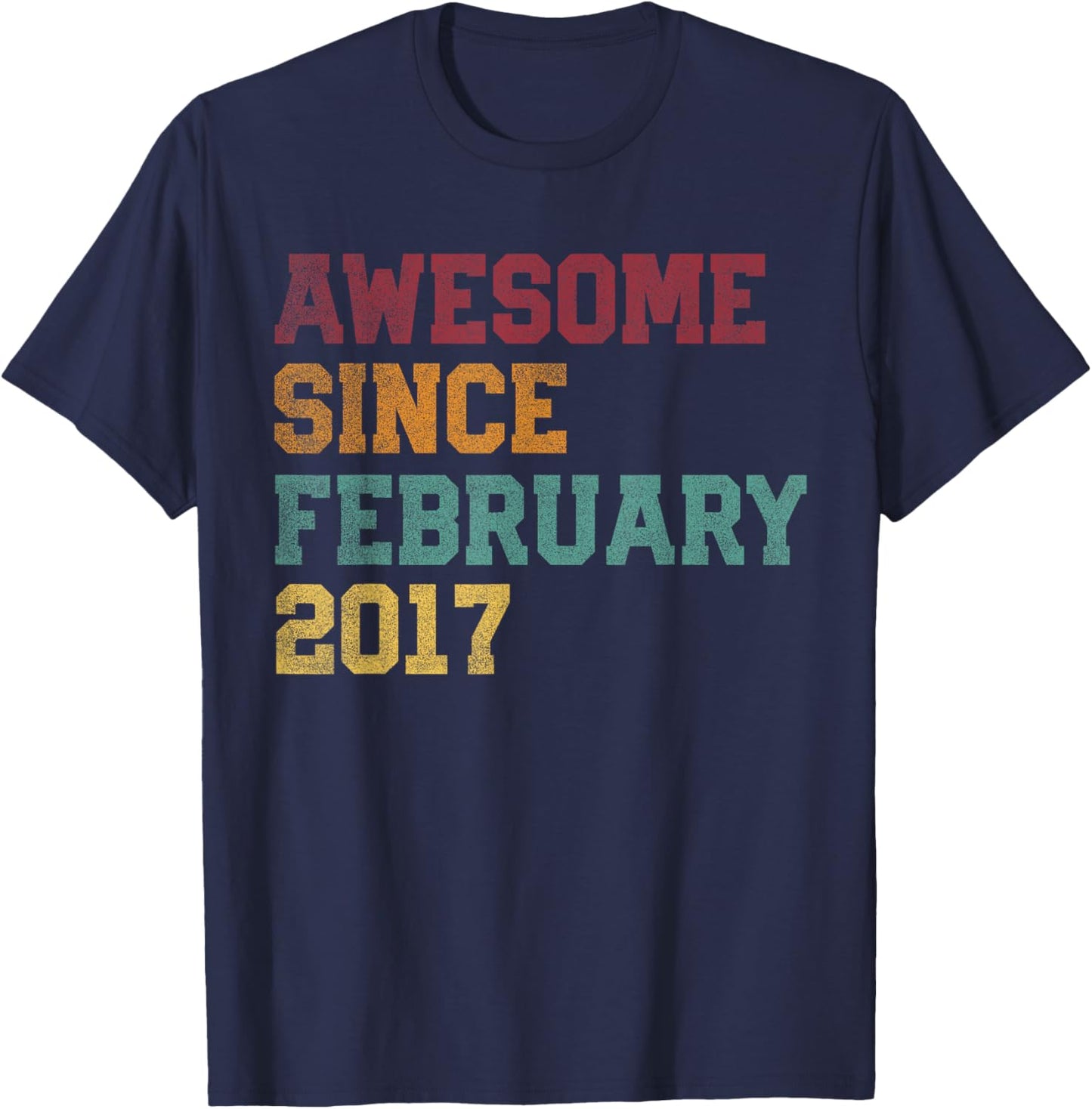 Awesome Since February 2017 9th Birthday 9 Years Old T-Shirt - T-Shirt | Navy