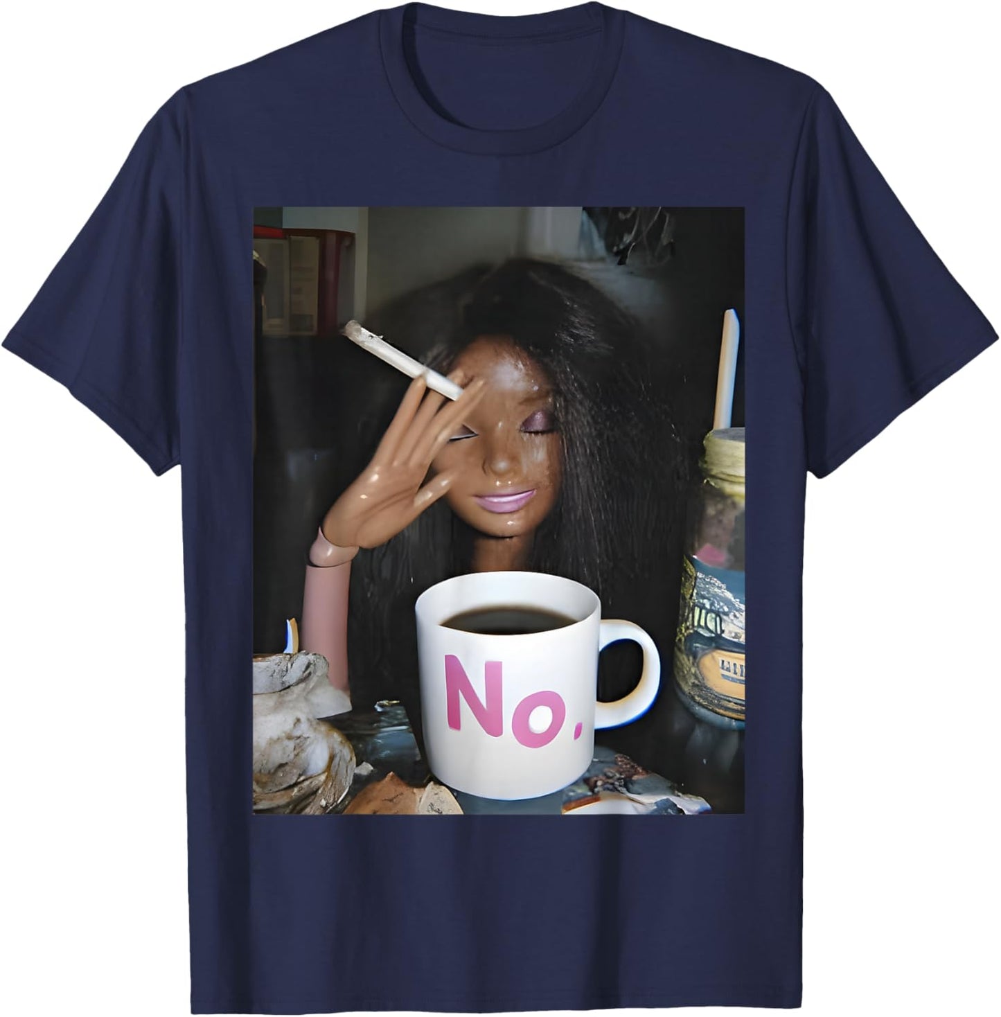 Distressed Doll Face Meme T-Shirt - T-Shirt | Navy