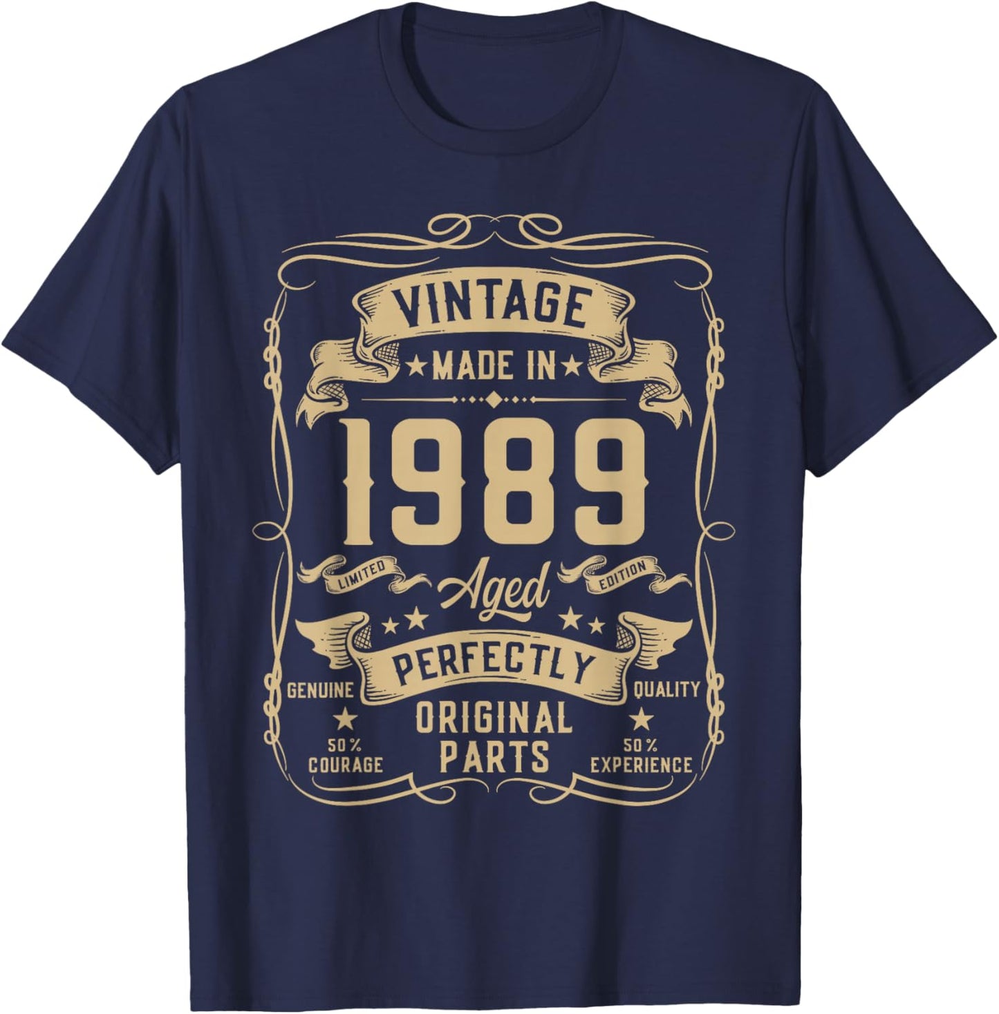 Vintage 1989 37yr 37th Birthday Gifts 37 Years Old T-Shirt - T-Shirt | Navy