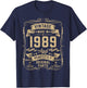 Vintage 1989 37yr 37th Birthday Gifts 37 Years Old T-Shirt - T-Shirt | Navy