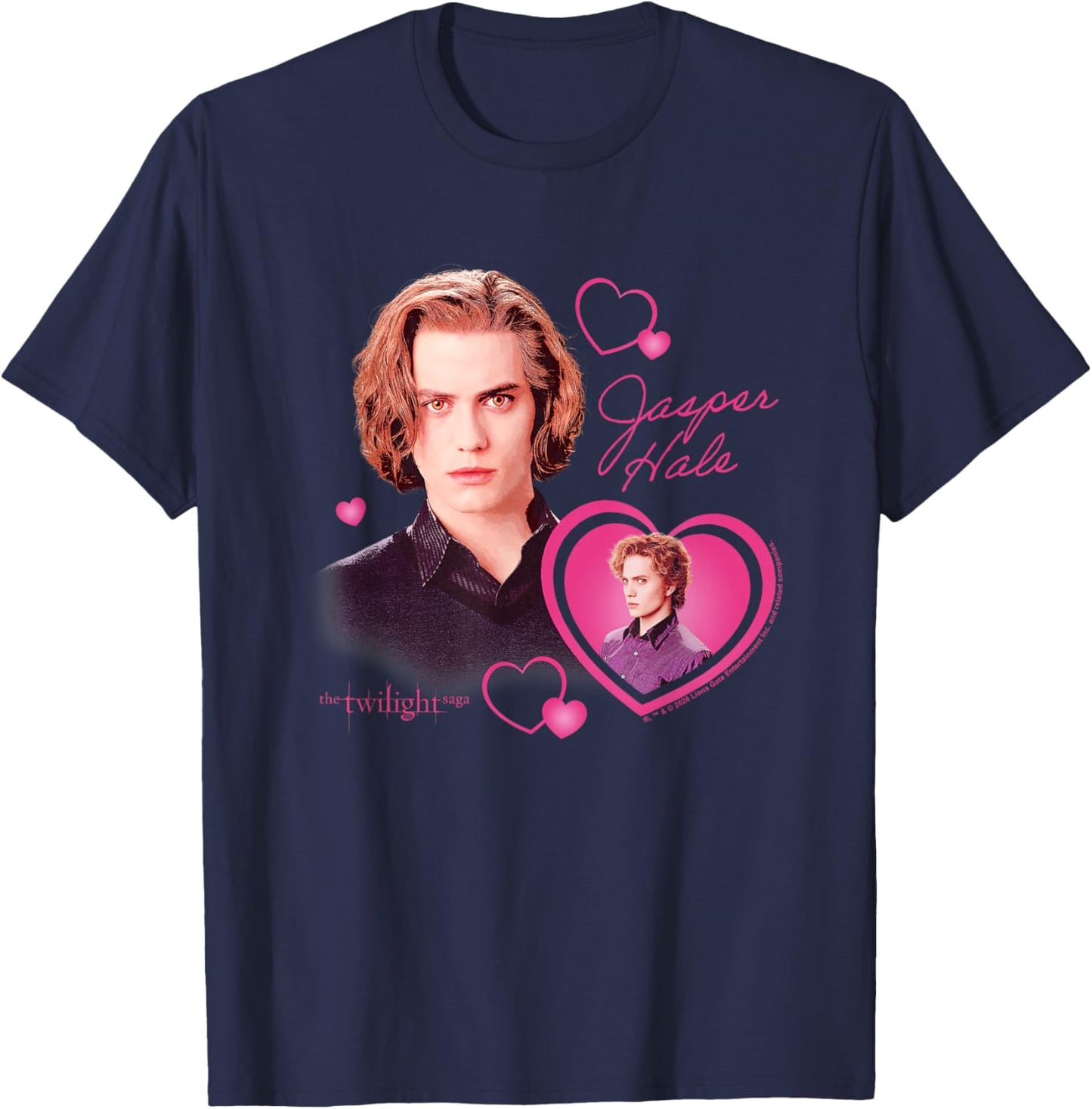 Twilight Jasper Hale Hearts Vampire Crush Movie T-Shirt - T-Shirt | Navy