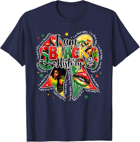 I Am Black History Coquette Bow Girl Women T-Shirt - T-Shirt | Navy