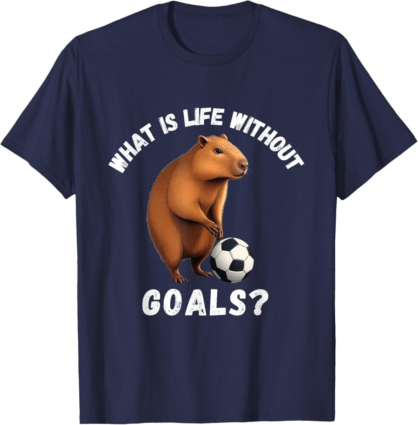 Cappy Funny Soccer Cute Capybara Football Design T-Shirt - T-Shirt | Navy
