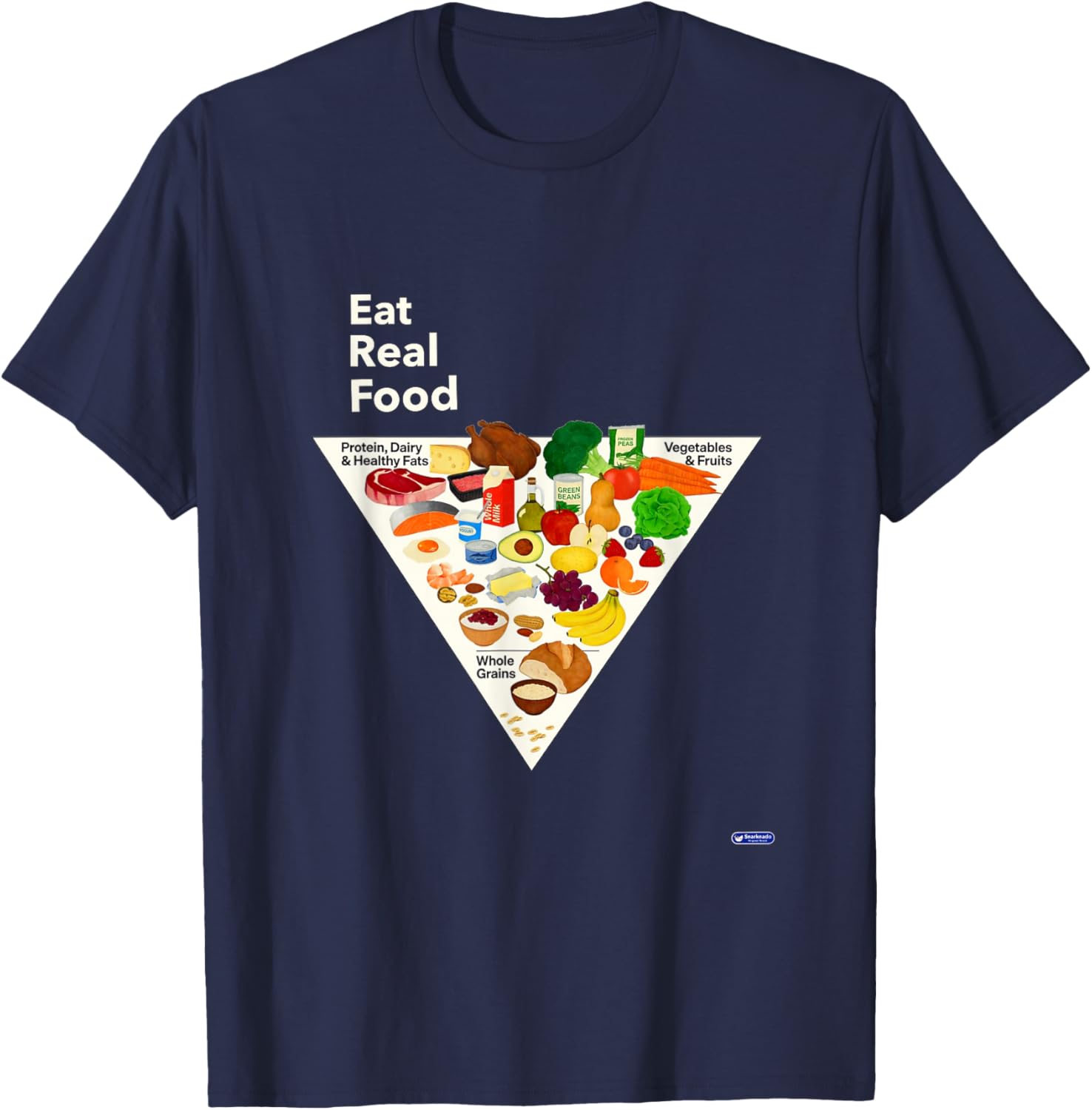 Eat Real Food New Food Pyramid 2026 T-Shirt - T-Shirt | Navy