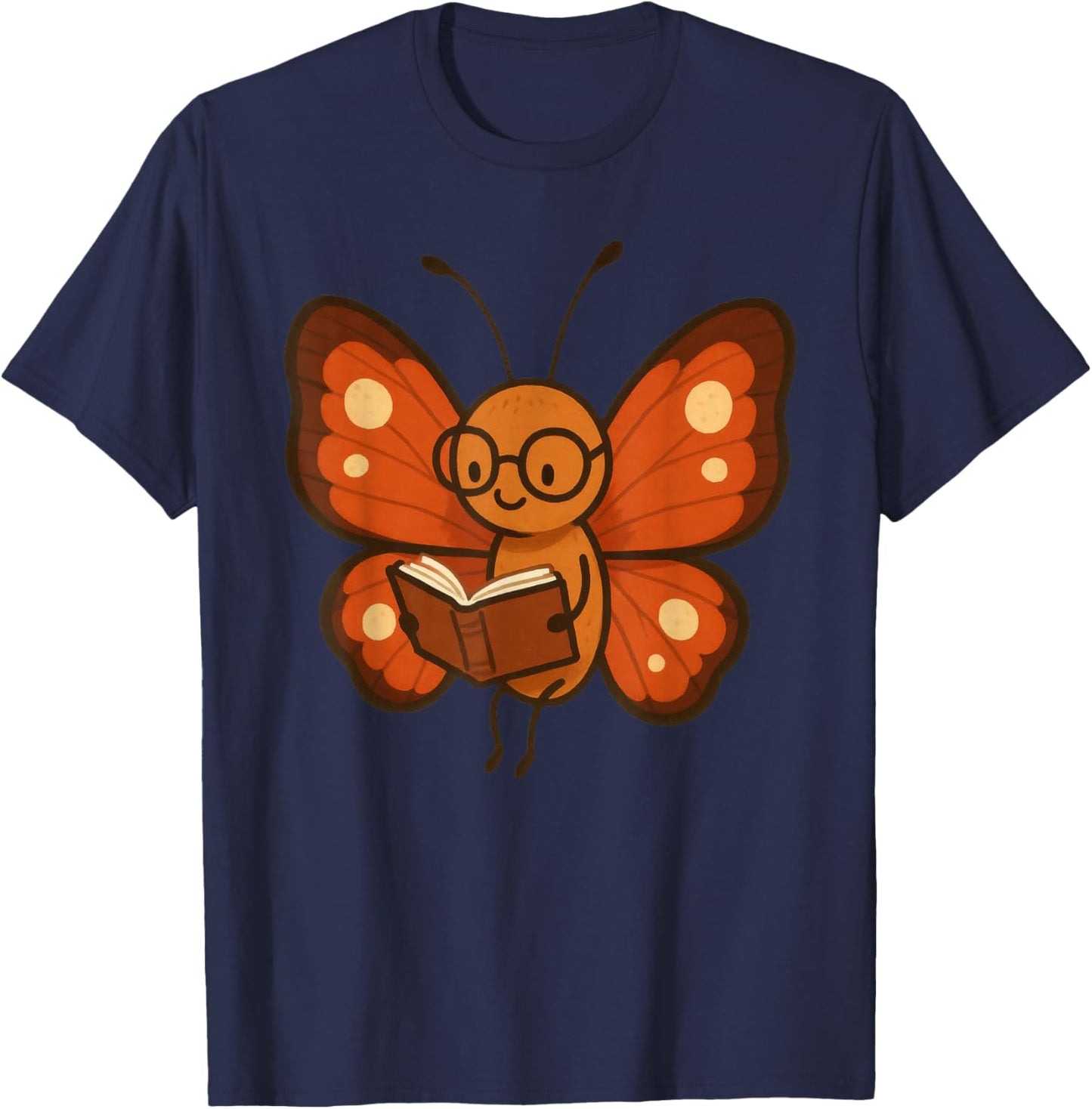 Cuter Butterfly Reading Book Nerd T-Shirt - T-Shirt | Navy