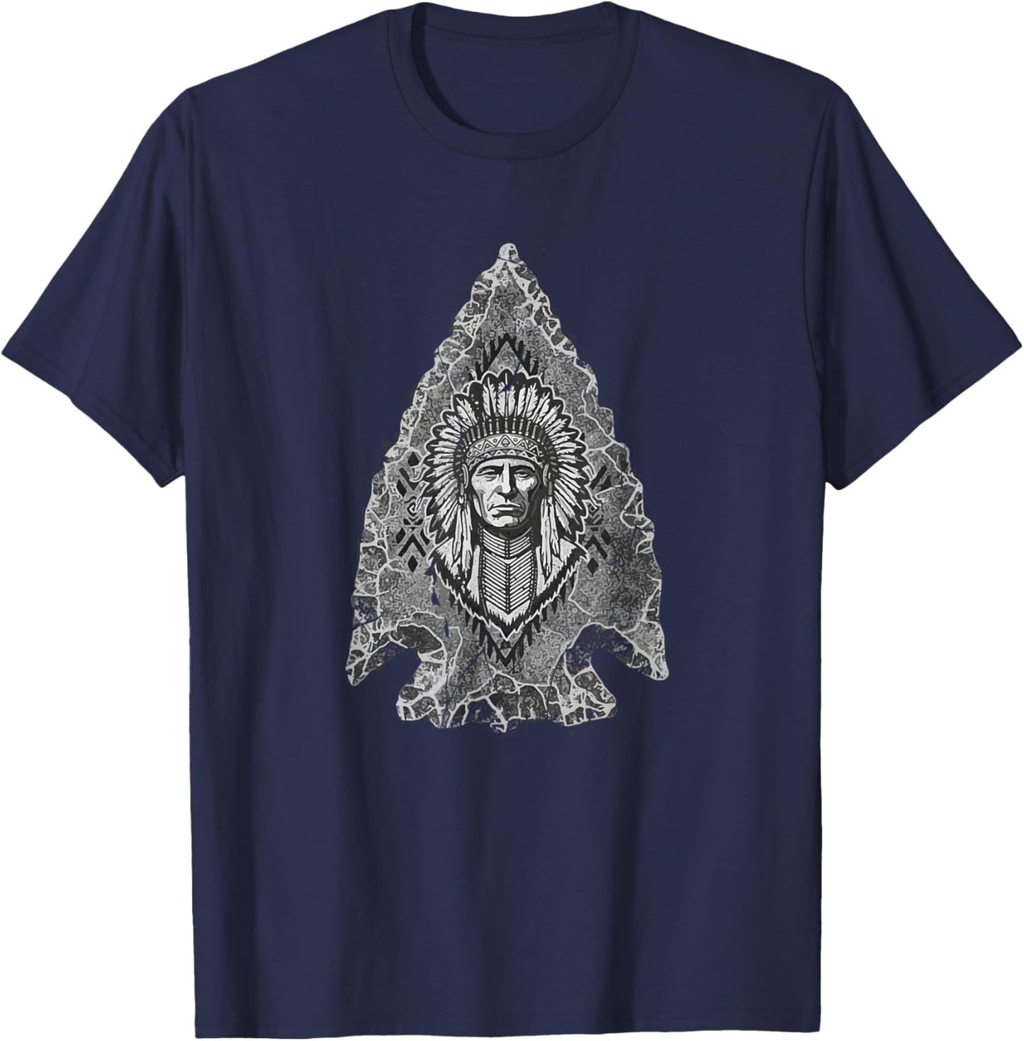 Arrowhead Hunter Indian Chief Relic Hunting Native American T-Shirt - T-Shirt | Navy
