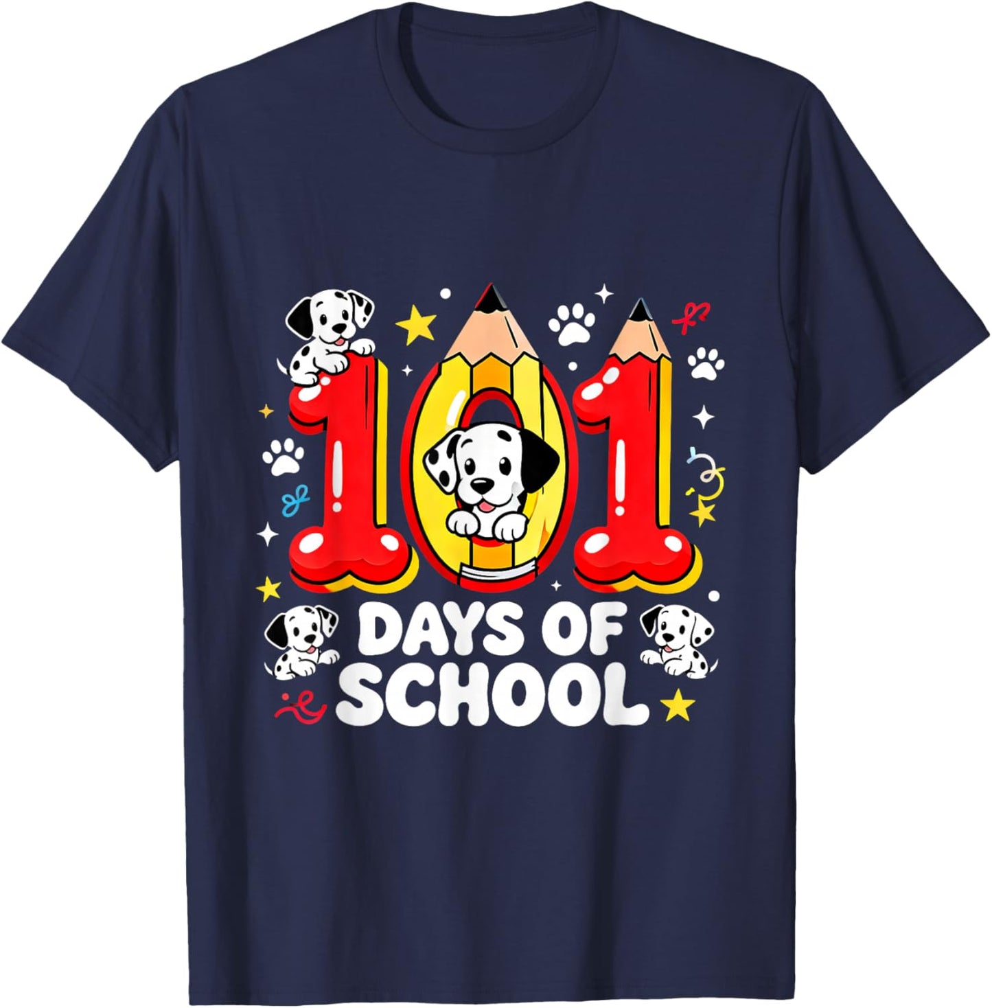 101 Days of School Cute Puppy Classroom Design T-Shirt - T-Shirt | Navy