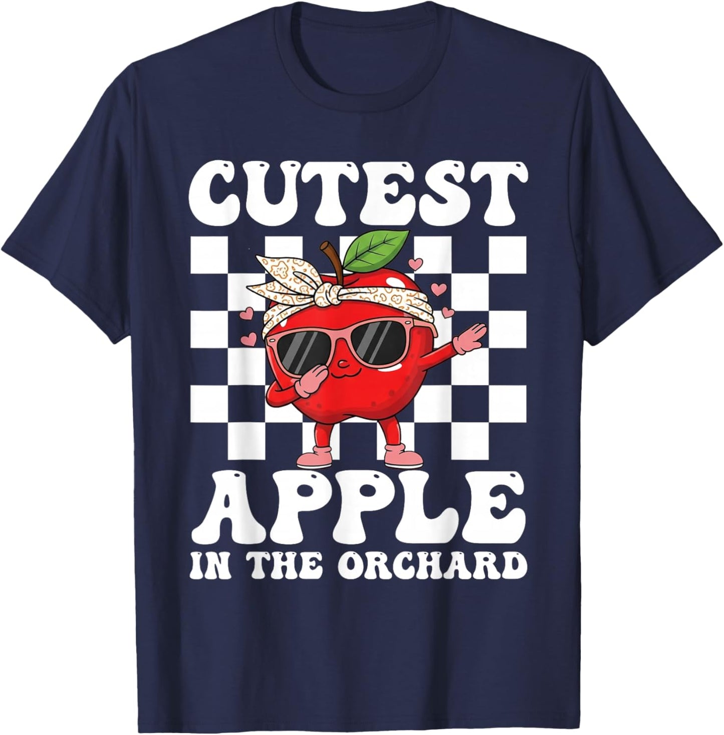 Cutest Apple in The Orchard Dabbing Apple Picking Season T-Shirt - T-Shirt | Navy