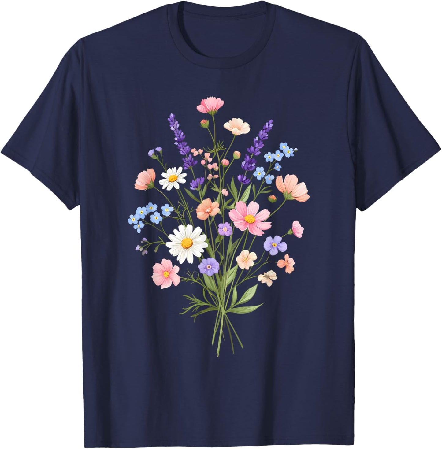 Flowers Women Wildflower Floral Gardening Summer Flowers T-Shirt - T-Shirt | Navy