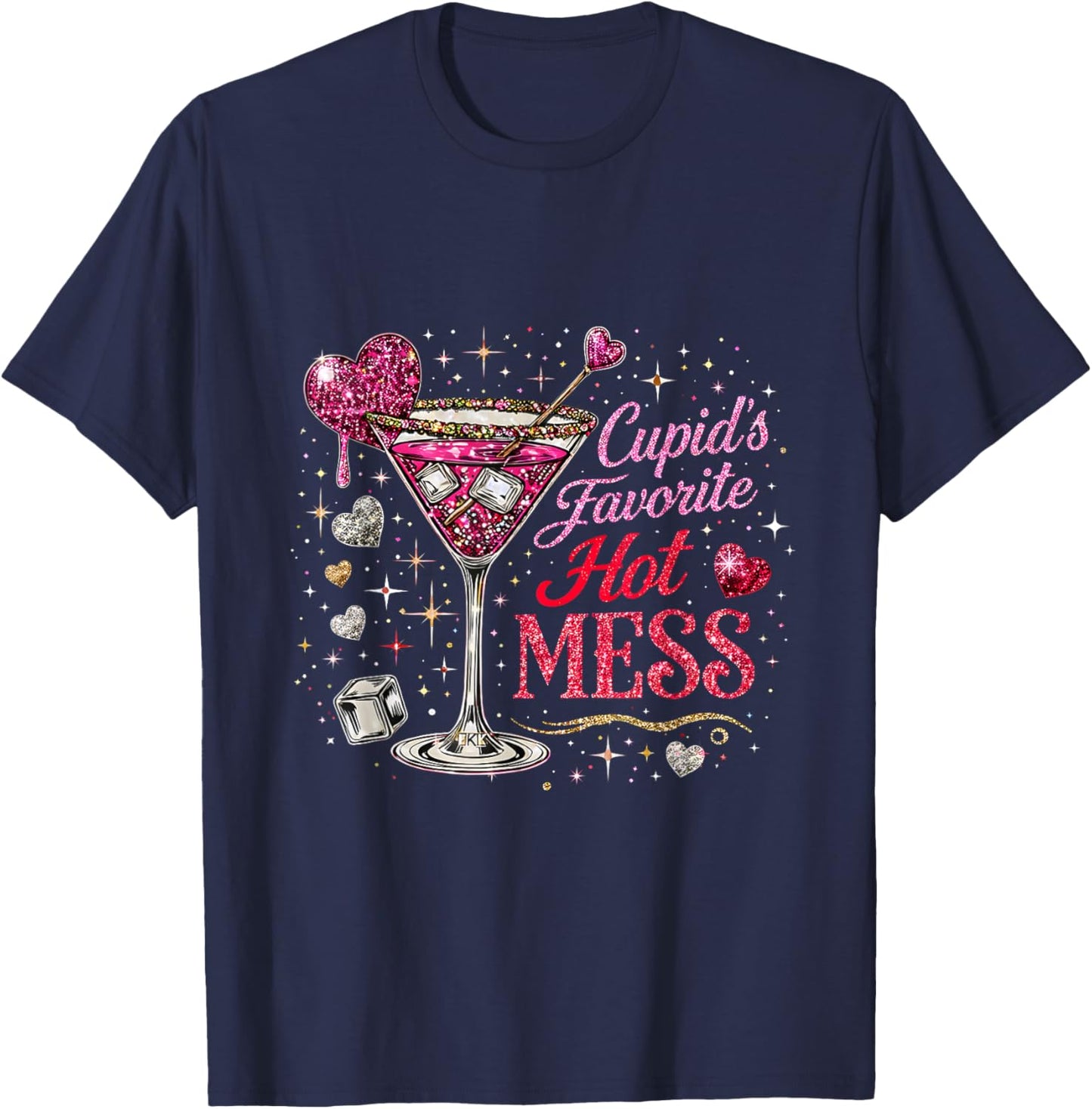 Valentine Even Cupid Need Margarita Retro Trendy Romantic T-Shirt - T-Shirt | Navy