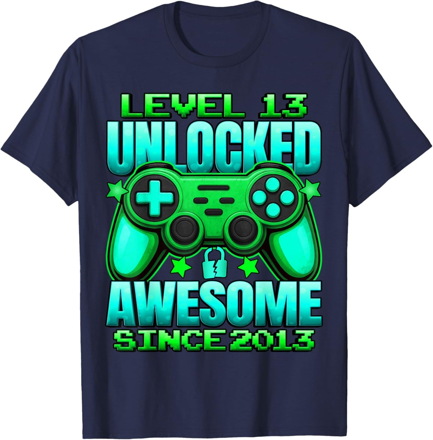 Level 13 Unlocked 13 Year Old Gifts Boys 13th Birthday Boy T-Shirt - T-Shirt | Navy