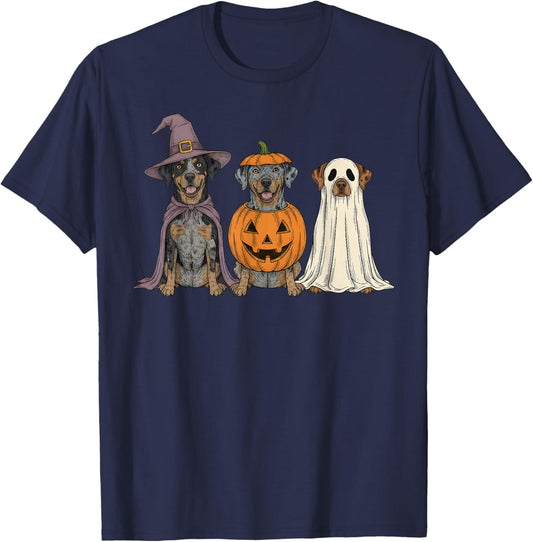 Spooky Ghost Catahoula Leopard Dog Pumpkin Halloween T-Shirt - T-Shirt | Navy