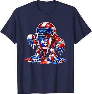 Football Lover Puerto Rico Flag Football Drip Graphic T-Shirt - T-Shirt | Navy