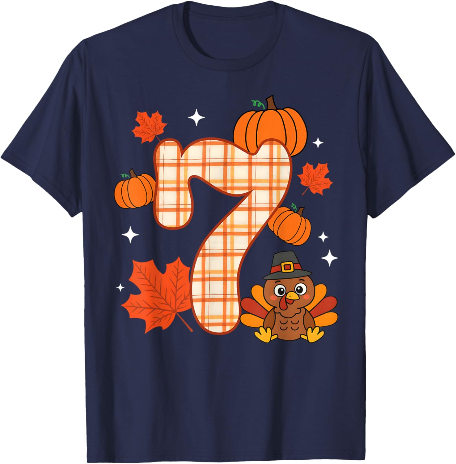 Number 7 67 Meme Thanksgiving Turkey Men Women Kids T-Shirt - T-Shirt | Navy