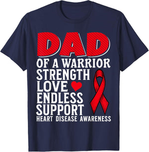 Dad of a Warrior Heart Disease Awareness Family Matching T-Shirt - T-Shirt | Navy