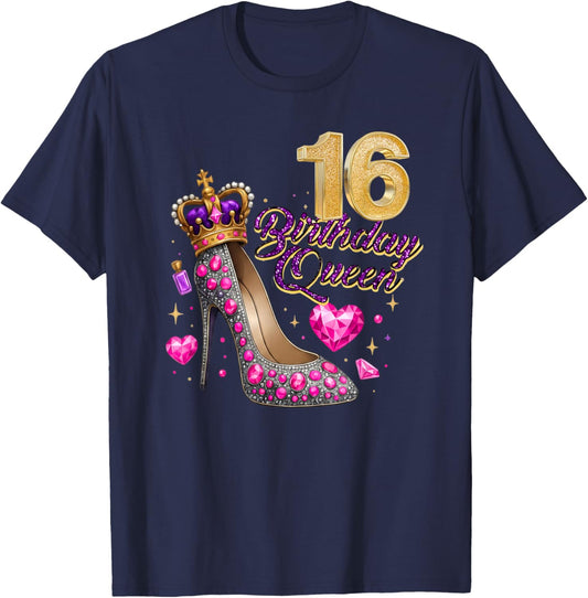 Sweet 16 Birthday Girl – Cute 16th Birthday Queen T-Shirt - T-Shirt | Navy