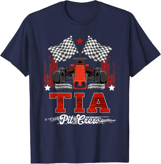 Tia Pit Crew Race Car Birthday Family Racing T-Shirt - T-Shirt | Navy