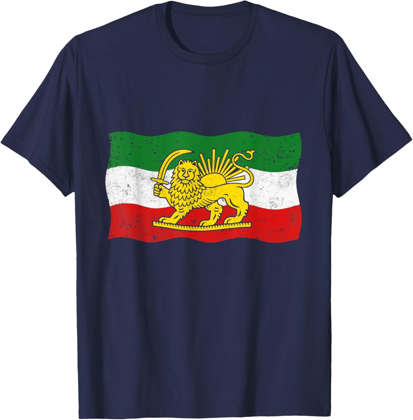 Iran Lion and Sun Flag T-Shirt - T-Shirt | Navy