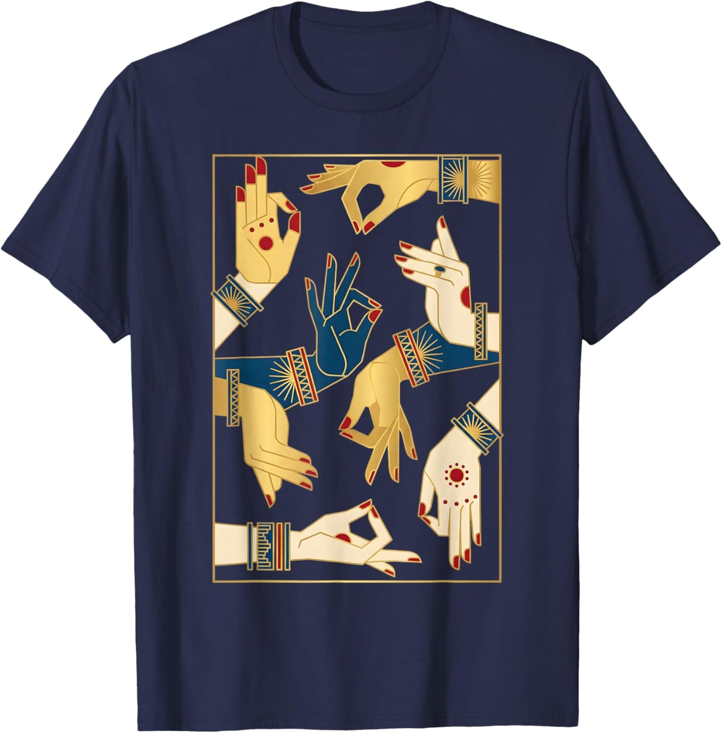 Indian Classical Dance Mudras Bharatanatyam Spiritual Desi T-Shirt - T-Shirt | Navy