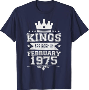 Kings are Born in February 1975 51st Birthday Men Boys T-Shirt - T-Shirt | Navy
