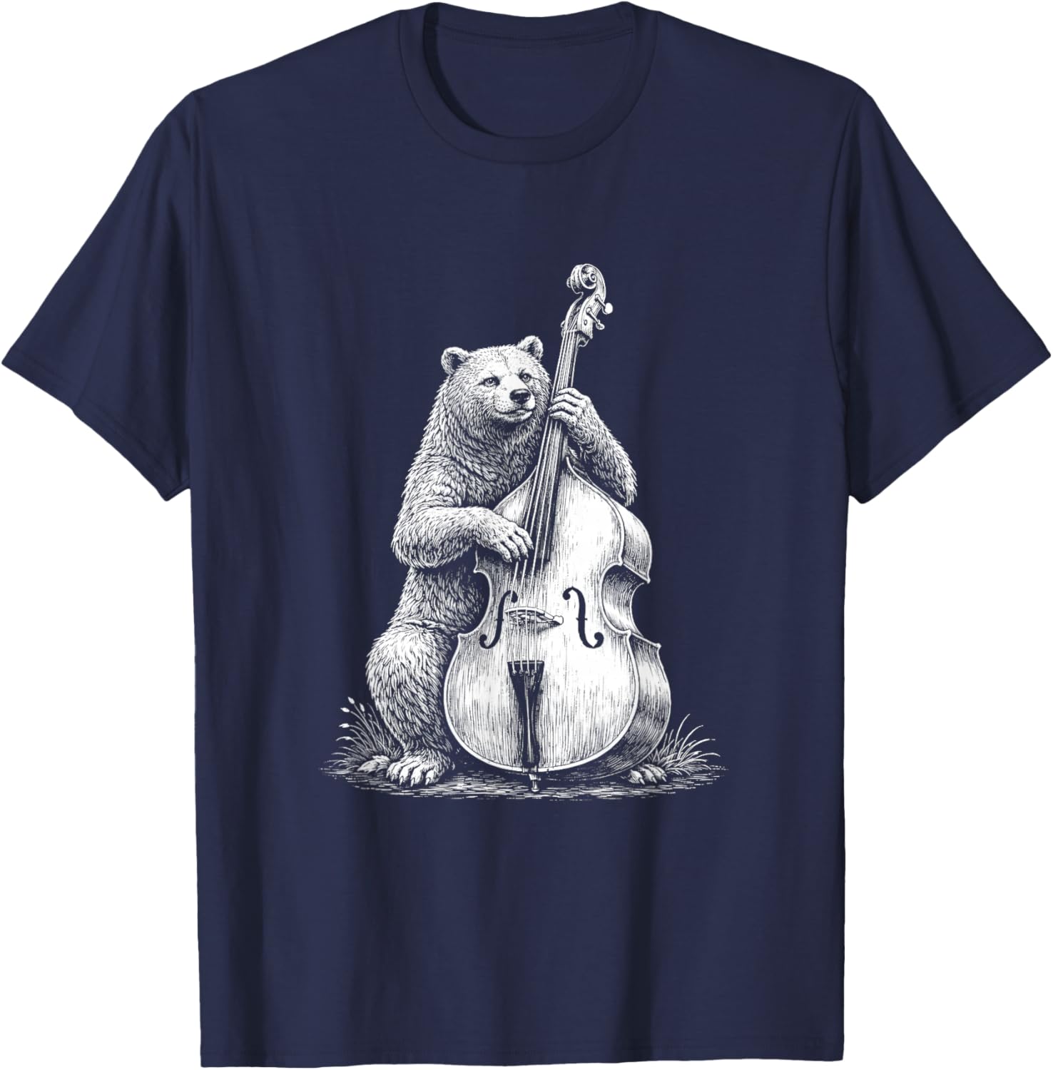 Bluegrass Upright Bass Bear Folk Music Appalachian Music T-Shirt - T-Shirt | Navy