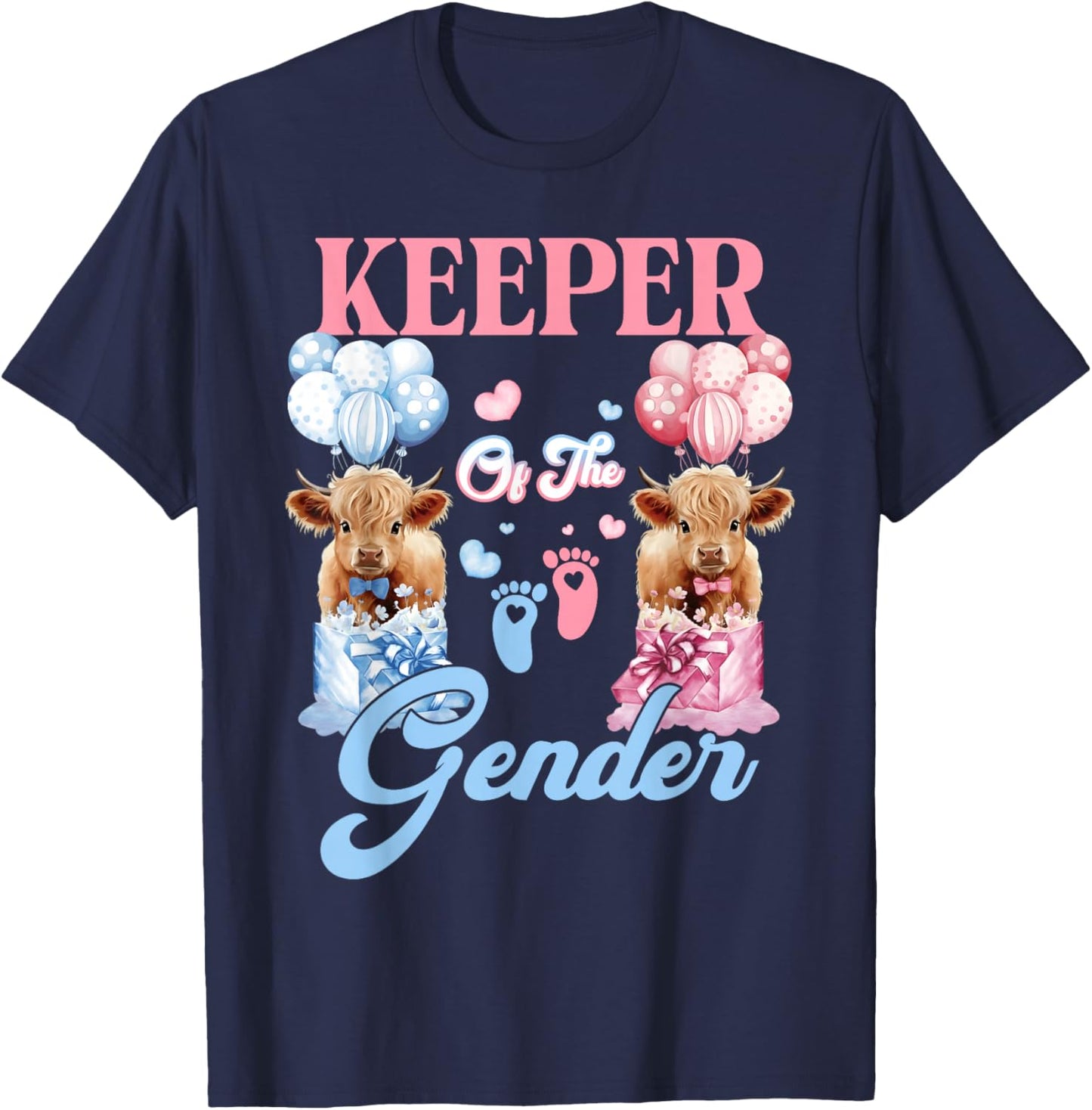 Keeper of The Gender Heifer Or Bull Baby Announcement T-Shirt - T-Shirt | Navy
