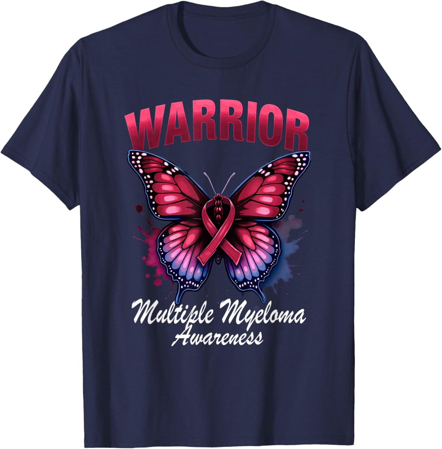 Splash Butterfly Multiple Myeloma Awareness T-Shirt - T-Shirt | Navy