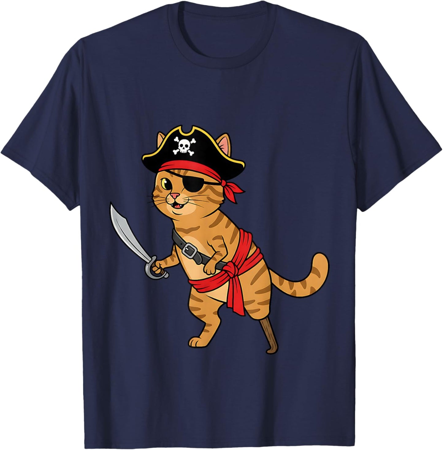 Pirate Cat Toddler Boy Funny Kids Halloween Costume T-Shirt - T-Shirt | Navy