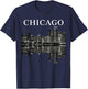Chicago Illinois Skyline City Reflection Urban T-Shirt - T-Shirt | Navy